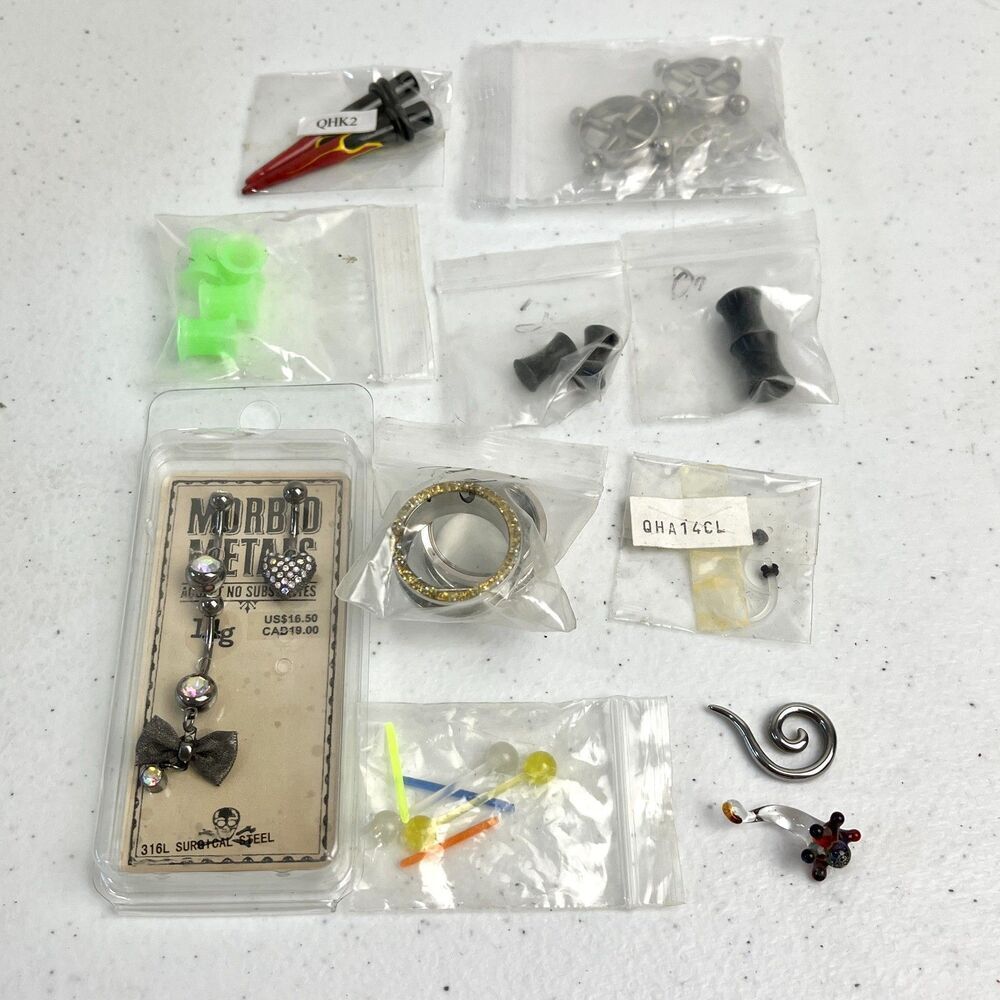 Body Jewelry Lot - Multiple Gauges Ear Plugs Metals Glass Plastic Retainers